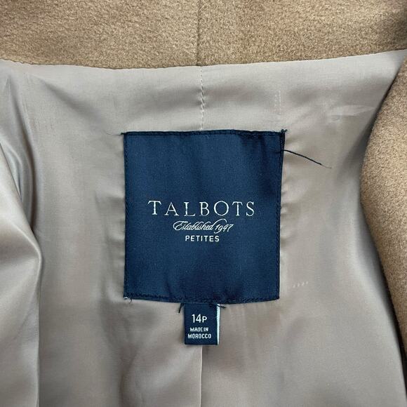 Talbots Wool Cashmere Blend Hidden Button Car Coat Dark Camel Size 14P - Picture 9 of 10